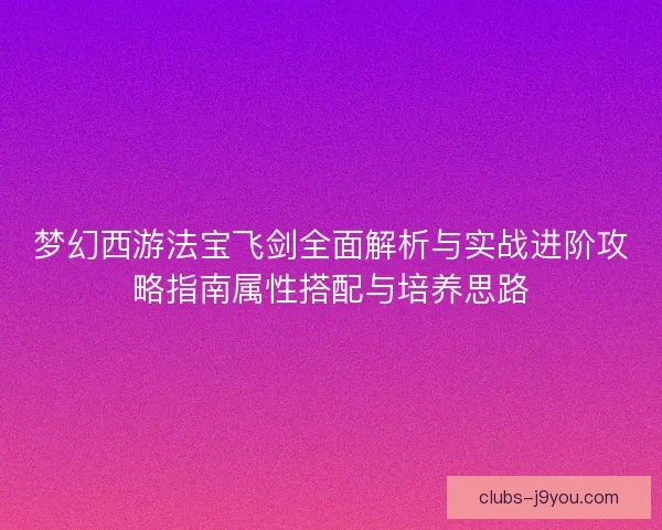 梦幻西游法宝飞剑全面解析与实战进阶攻略指南属性搭配与培养思路