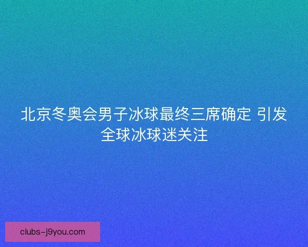 北京冬奥会男子冰球最终三席确定 引发全球冰球迷关注